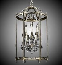  LT2224-O-04G-PI - 6+6 Light 24 inch Lantern with Clear Curved glass & Crystal
